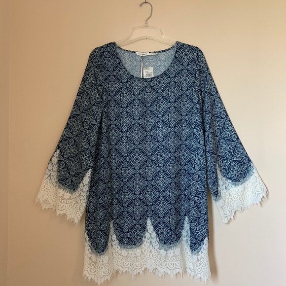 Blu Pepper Boho Bell Sleeve Shift Dress Size M NWT - Picture 8 of 8